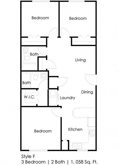 three bedroom floor plan